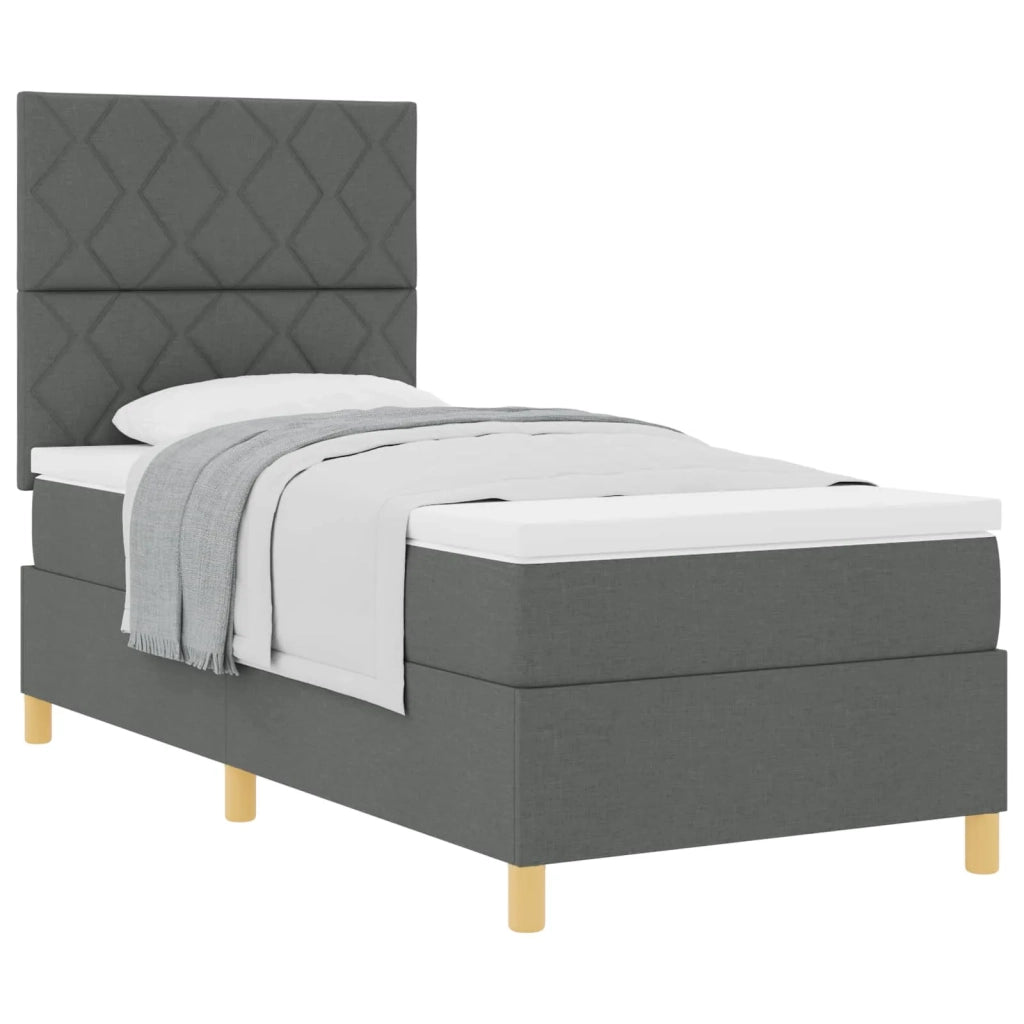 Letto a molle con testiera Grigio scuro 90 x 190 cm Tessuto 3339659