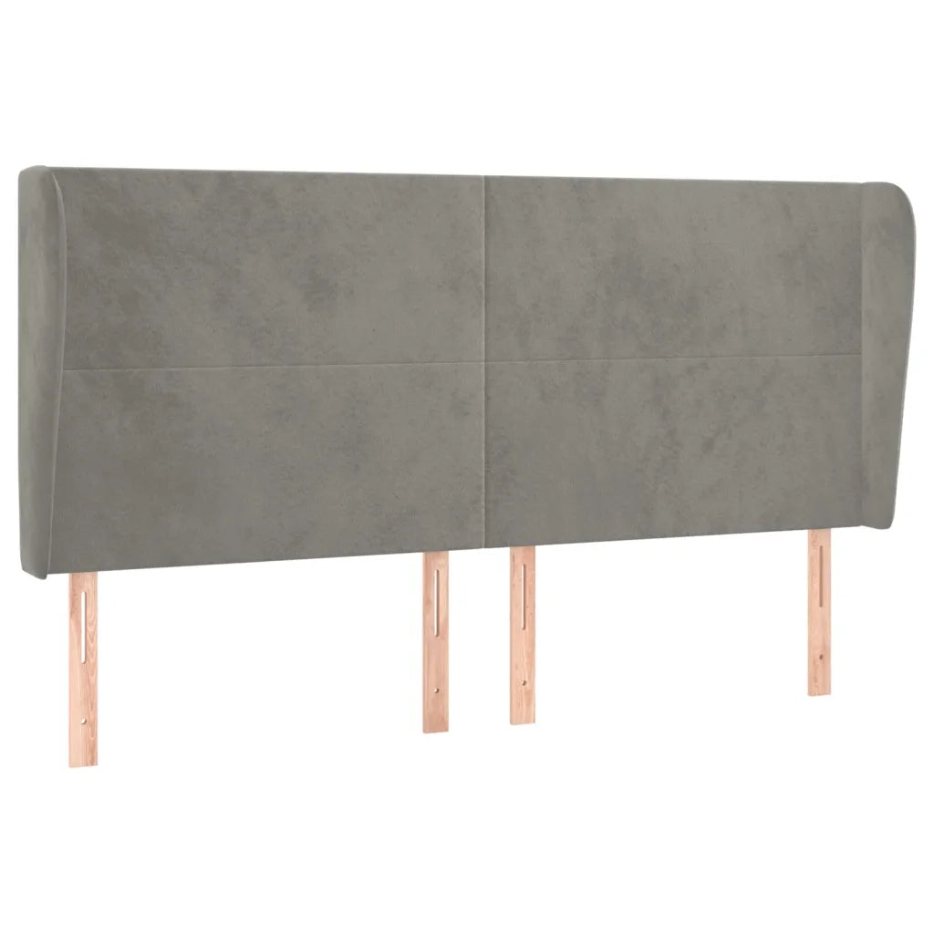 Testiera | Testata ad Orecchio Grigio Chiaro 203x23x118/128 cm in Velluto