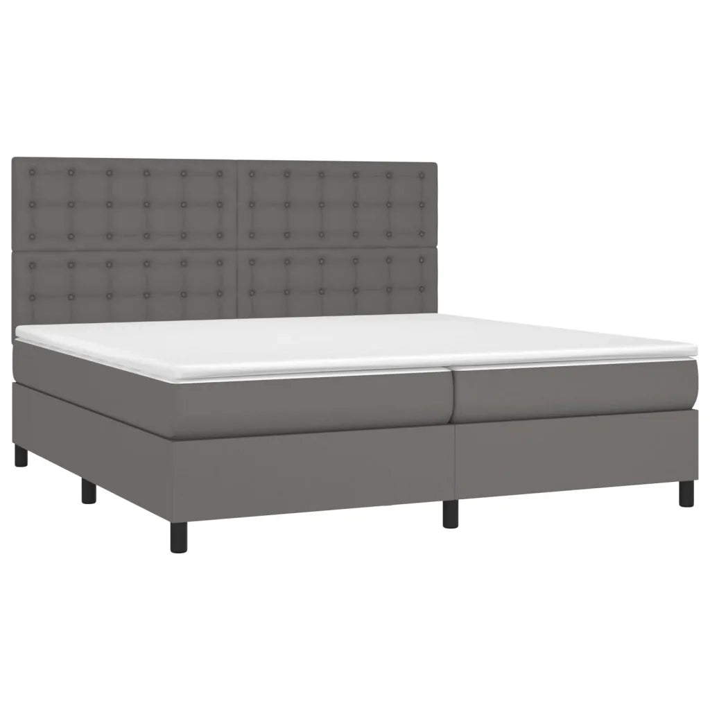 Giroletto Molle con Materasso e LED Grigio 200x200cm Similpelle cod mxl 57650