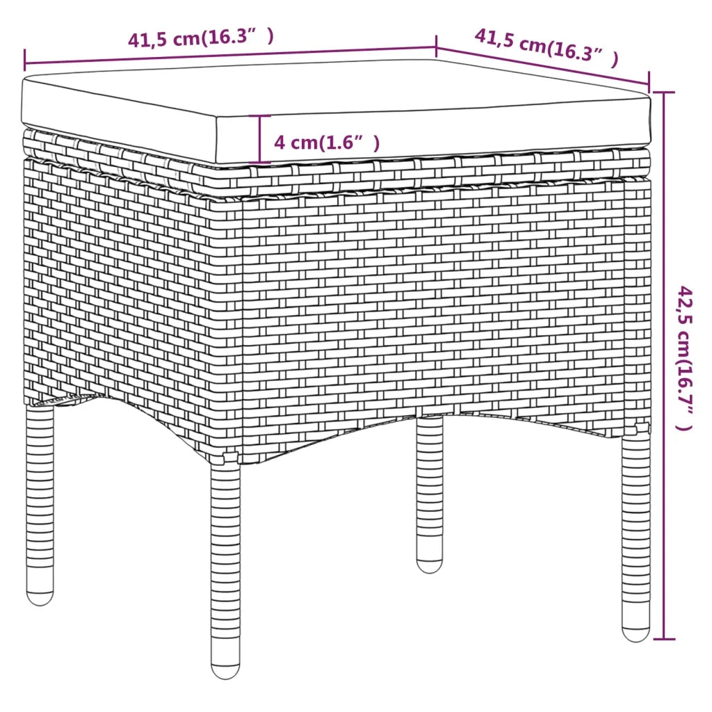 Set da Bistrot per Giardino 5pz Polyrattan Vetro Temperato Nero 3058374