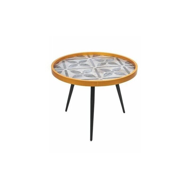 TAVOLINO TONDO IN LEGNO LACCATO 60 X 45 CM GREY FLOWER