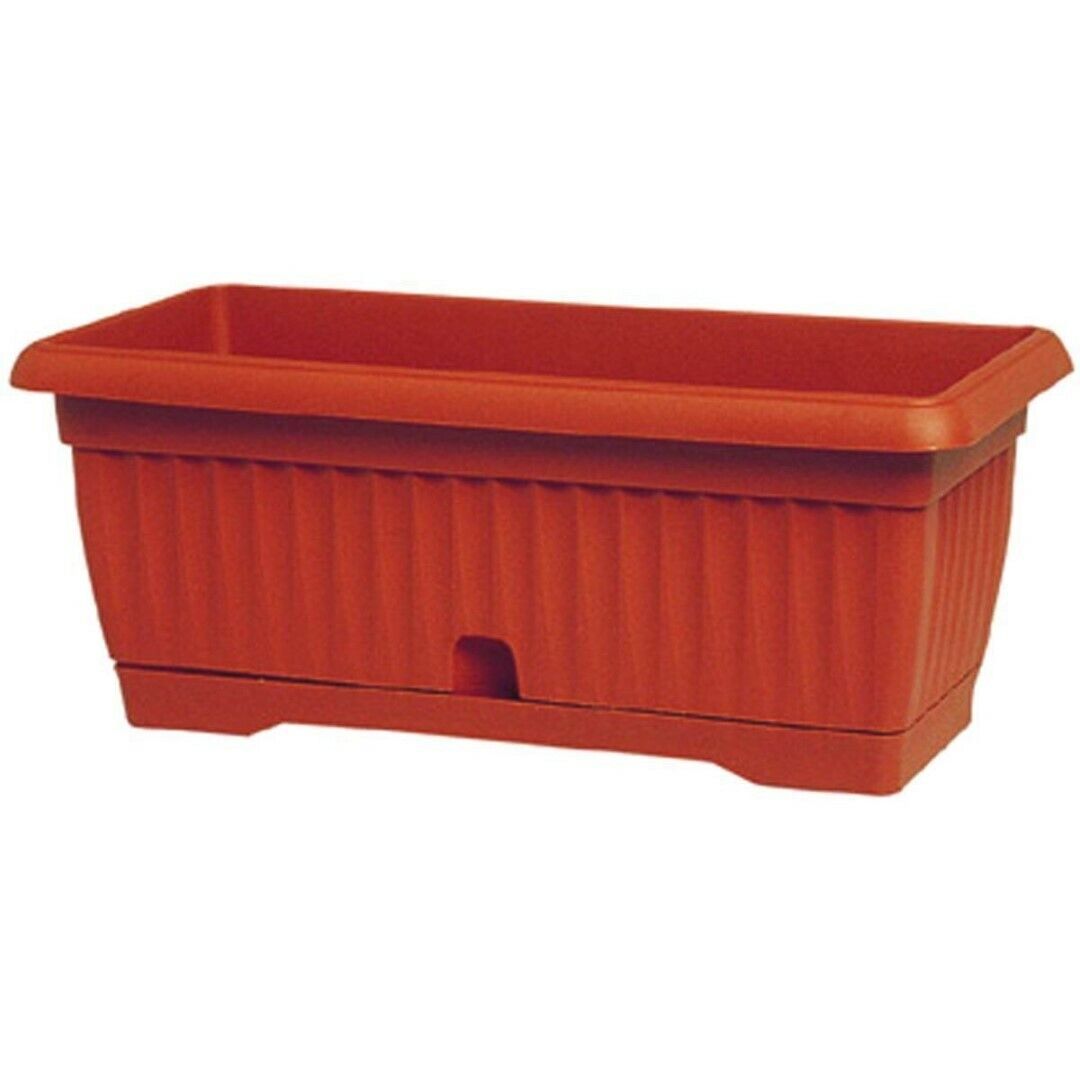 Fioriera Vaso Rettangolare Giglio Grande Terra Con Riserva 52X20X17H Cm - Arca