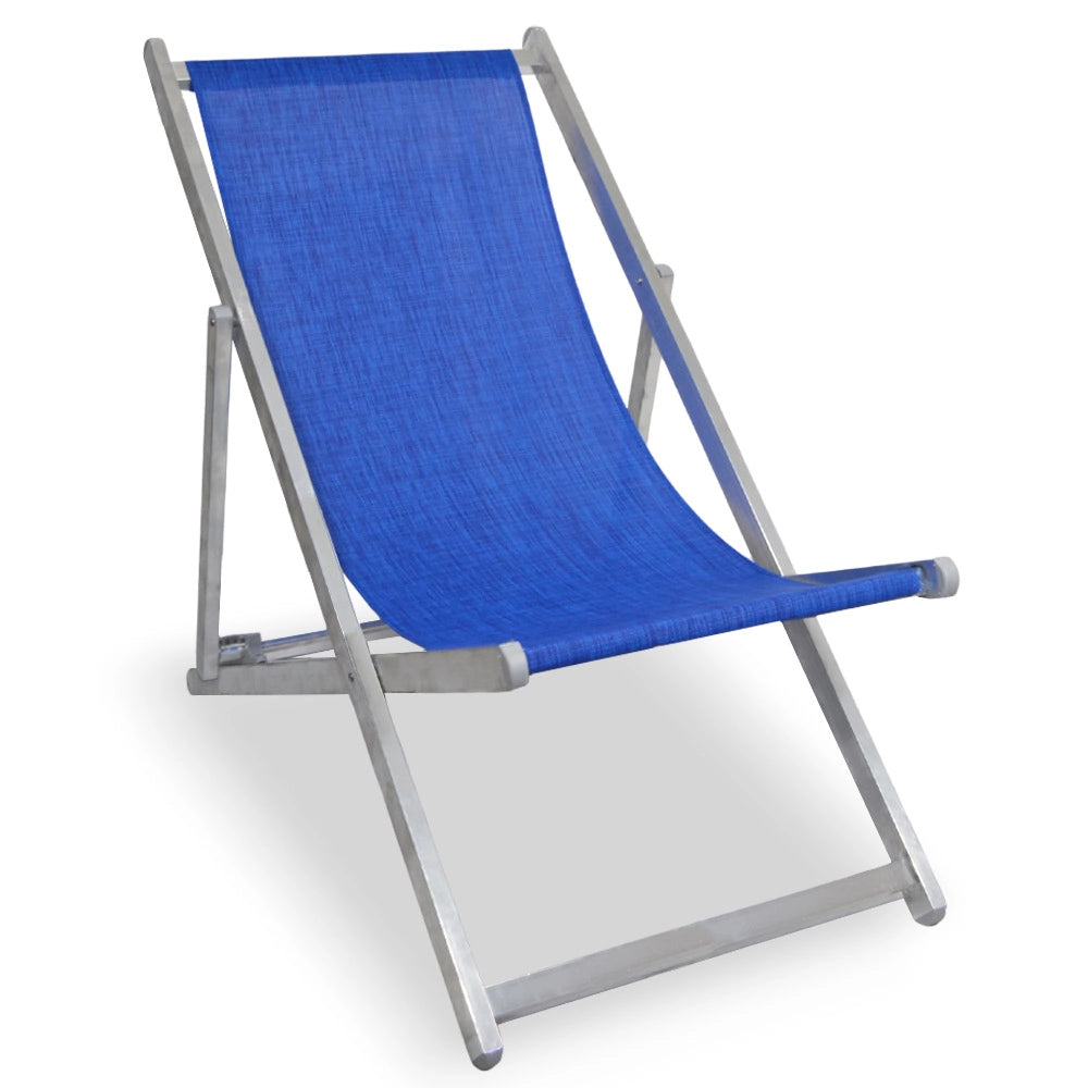 Sedia a Sdraio Alex in alluminio e textilene colore blu pieghevole da esterno