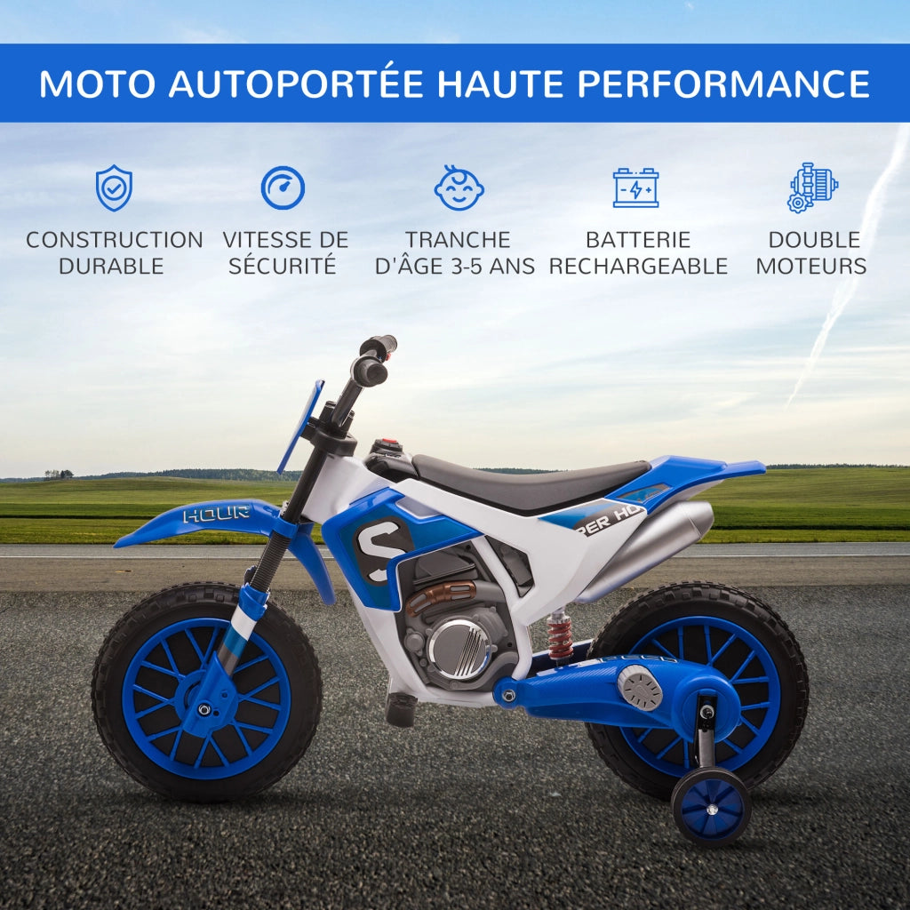 Moto Elettrica per Bambini 3-5 Anni 12V ¨C zephmum ¨C 106.5x51.5x68 cm Blu