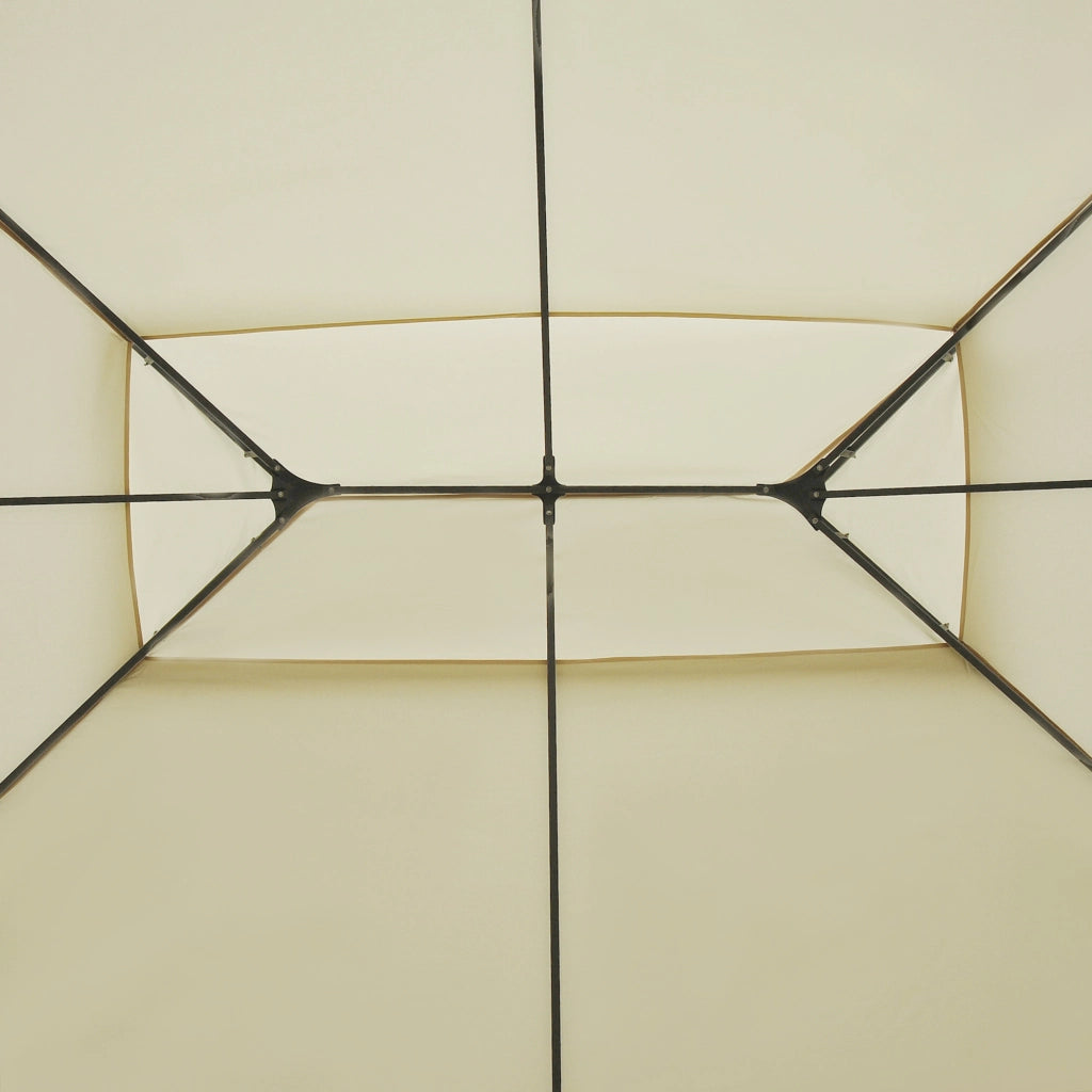 Gazebo da Giardino 3x4 m con Tende e Tetto a 2 Livelli ¨C Zephmum ¨C Bianco Crema
