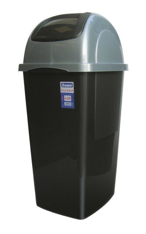 Pattumiera Antracite Con Coperchio Basculante Europa Litri 65 35X39X77 Cm - Bama