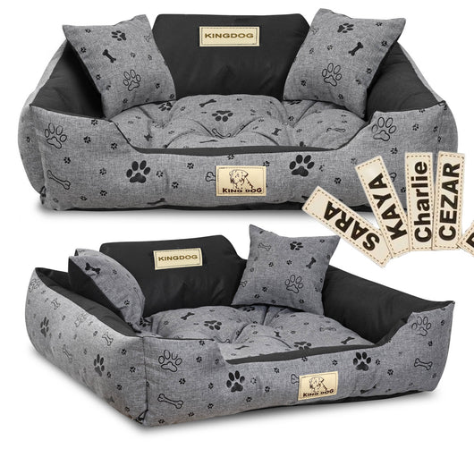 AIO FACTORY 75x65 cm KINGDOG Cuccia per cani impermeabile personalizzabile Ossa nere
