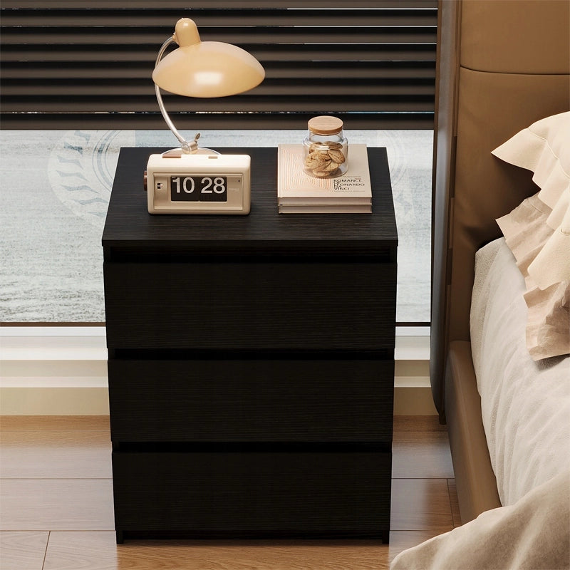 Comodino, tavolino, cassettiera per camera da letto, nero, stile loft moderno, 60 cm
