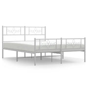 Letto matrimoniale | Letto per adulti | Giroletto con Testiera e Pediera Metallo Bianco 135x190 cm