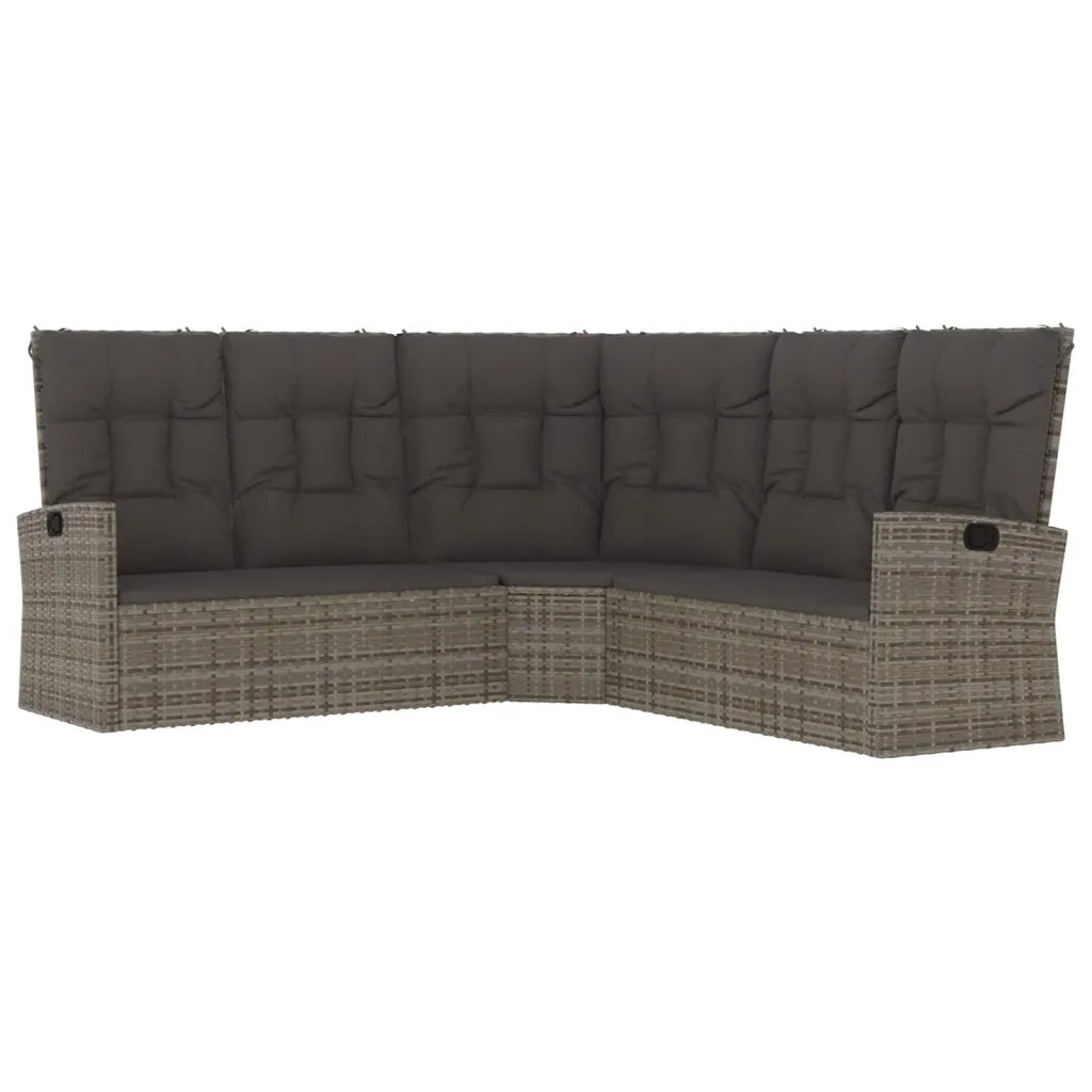 Set Divani da Giardino 3 pz con Cuscini in Polyrattan Grigio 362178