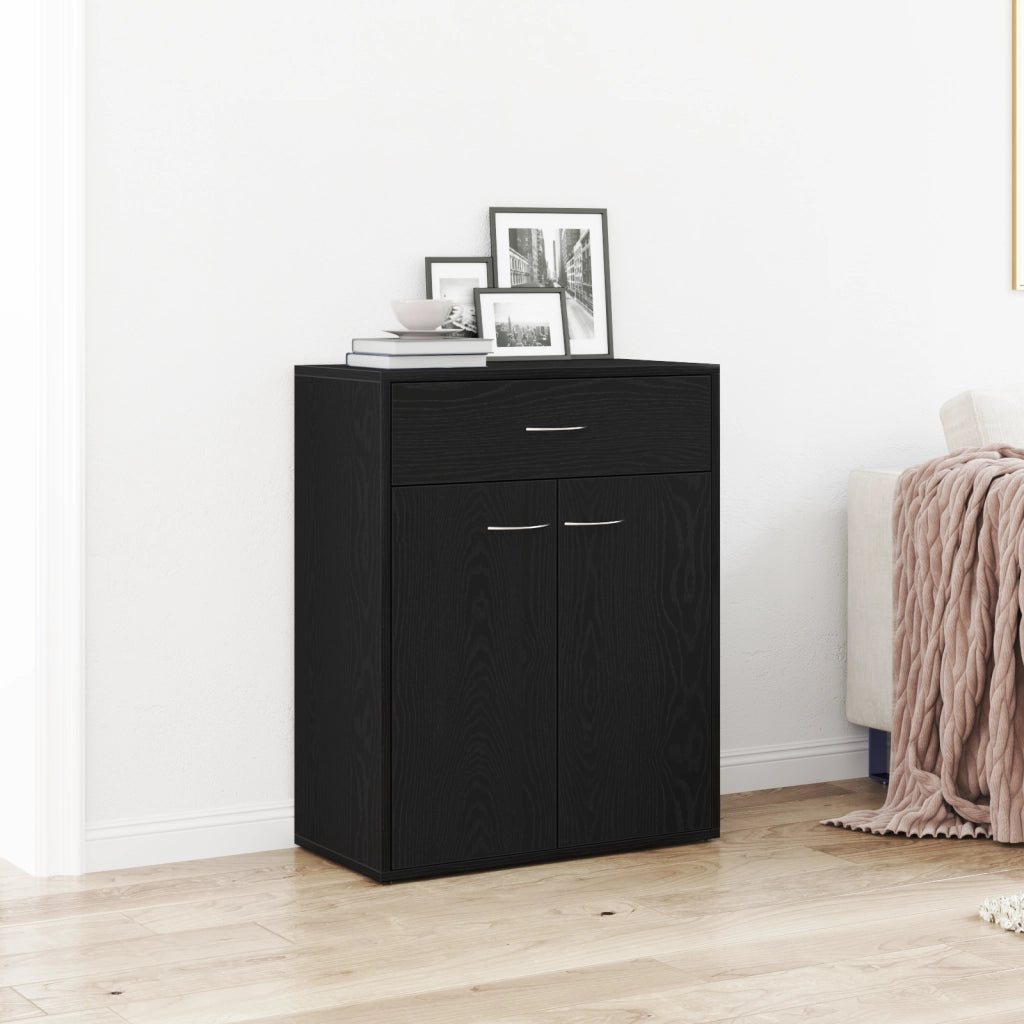 Credenza Nera in Rovere 60x30x75 cm - Legno ingegnerizzato