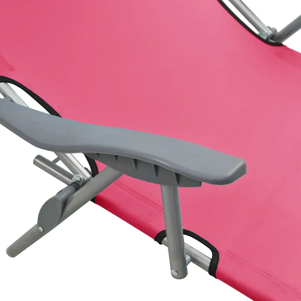 Lettino prendisole sedia a sdraio lettino prendisole letto da giardino mobili da esterno per patio con tenda da sole acciaio rosa 02_0012268
