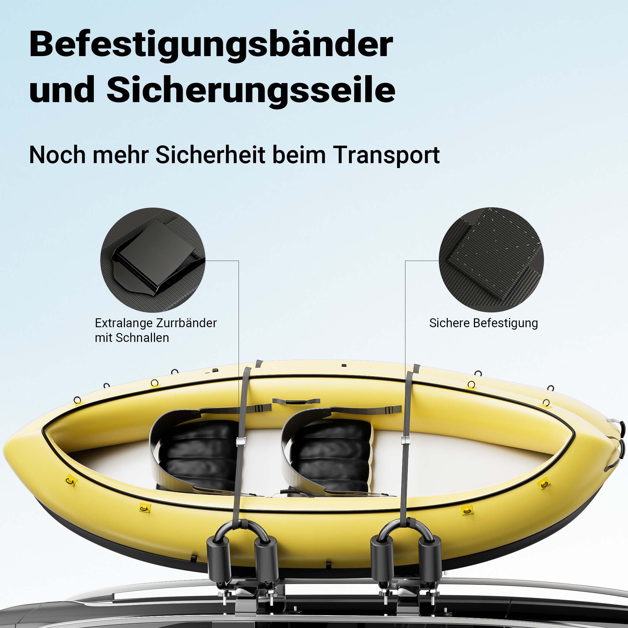 2x Staffe porta kayak canoa per portapacchi tetto auto, a forma di a J, in alluminio con 2 cinghie