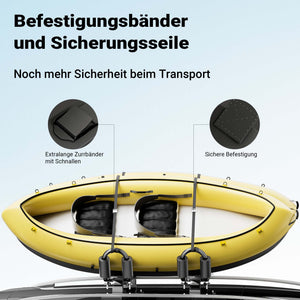 2x Staffe porta kayak canoa per portapacchi tetto auto, a forma di a J, in alluminio con 2 cinghie