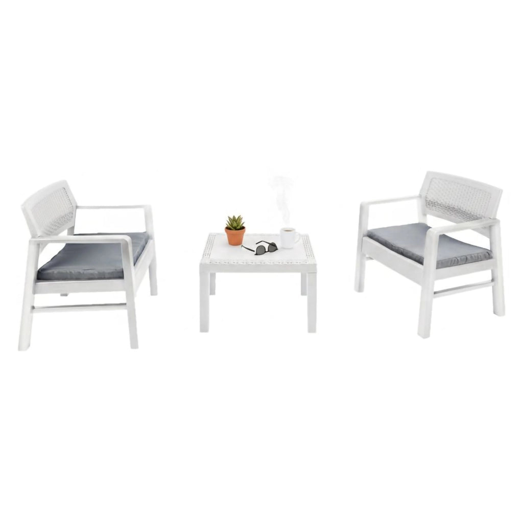 Salottino Outdoor Floritan, set Salotto da Esterno 2 Posti Made in Italy, Bianco