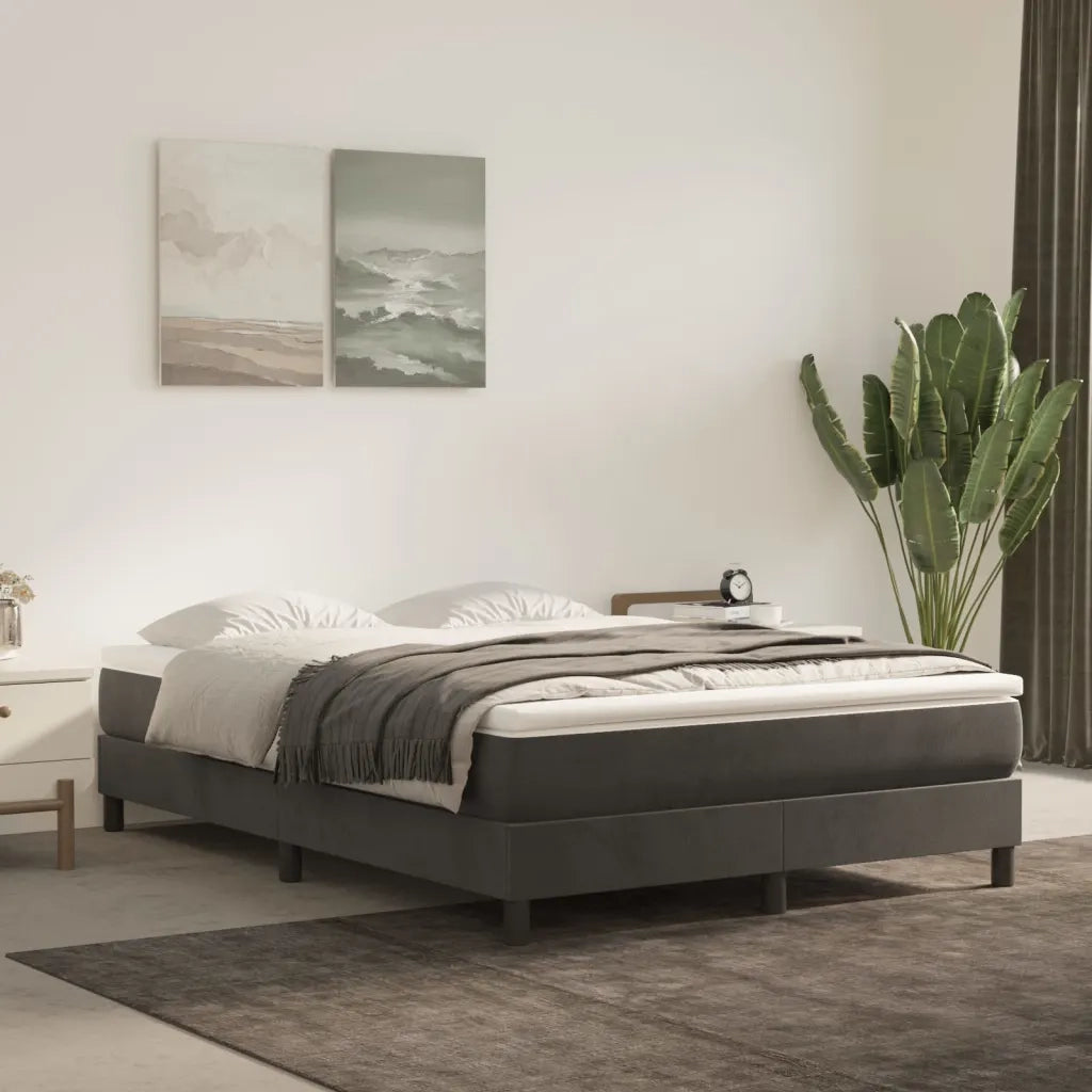 Struttura Letto a Rete a Molle Grigio Scuro 140x190 cm Velluto 3120767