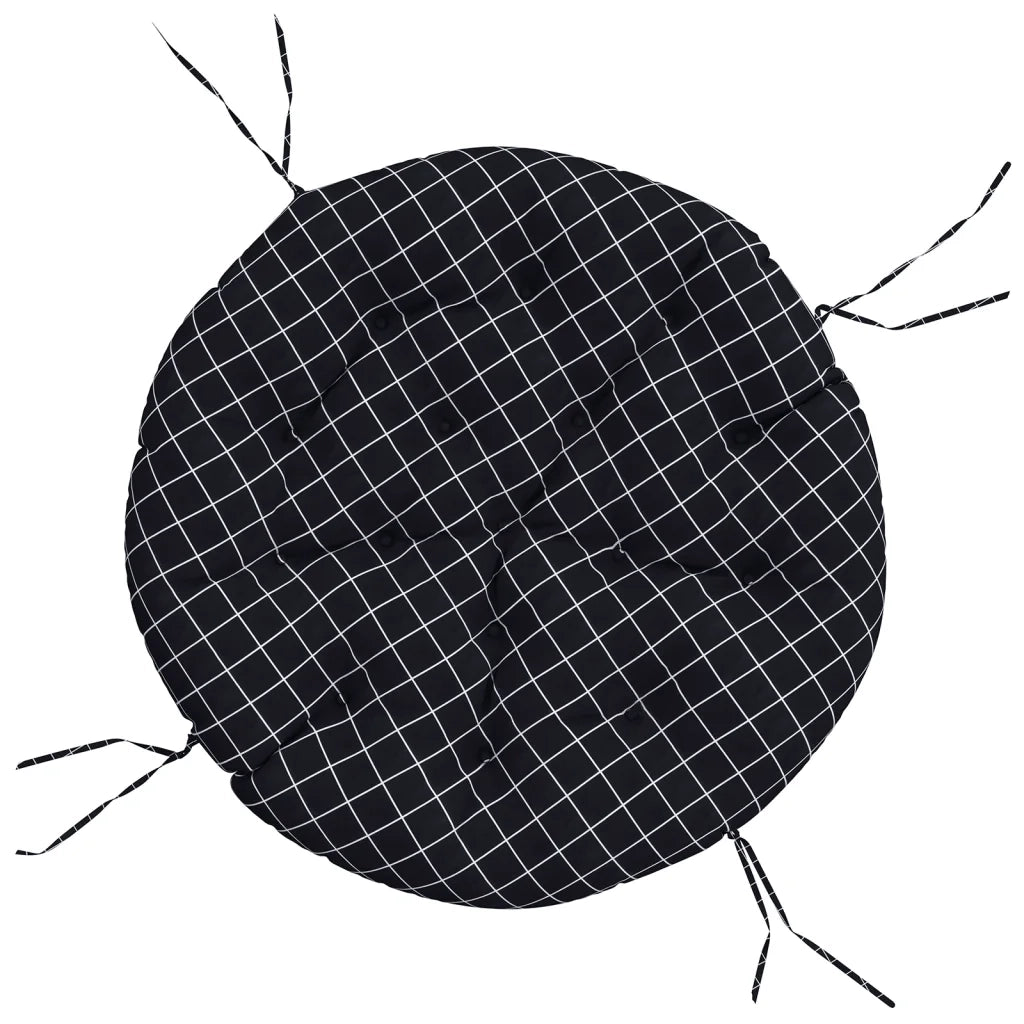 Cuscino Rotondo Nero Motivo a Quadri ? 100x11 cm Tessuto Oxford