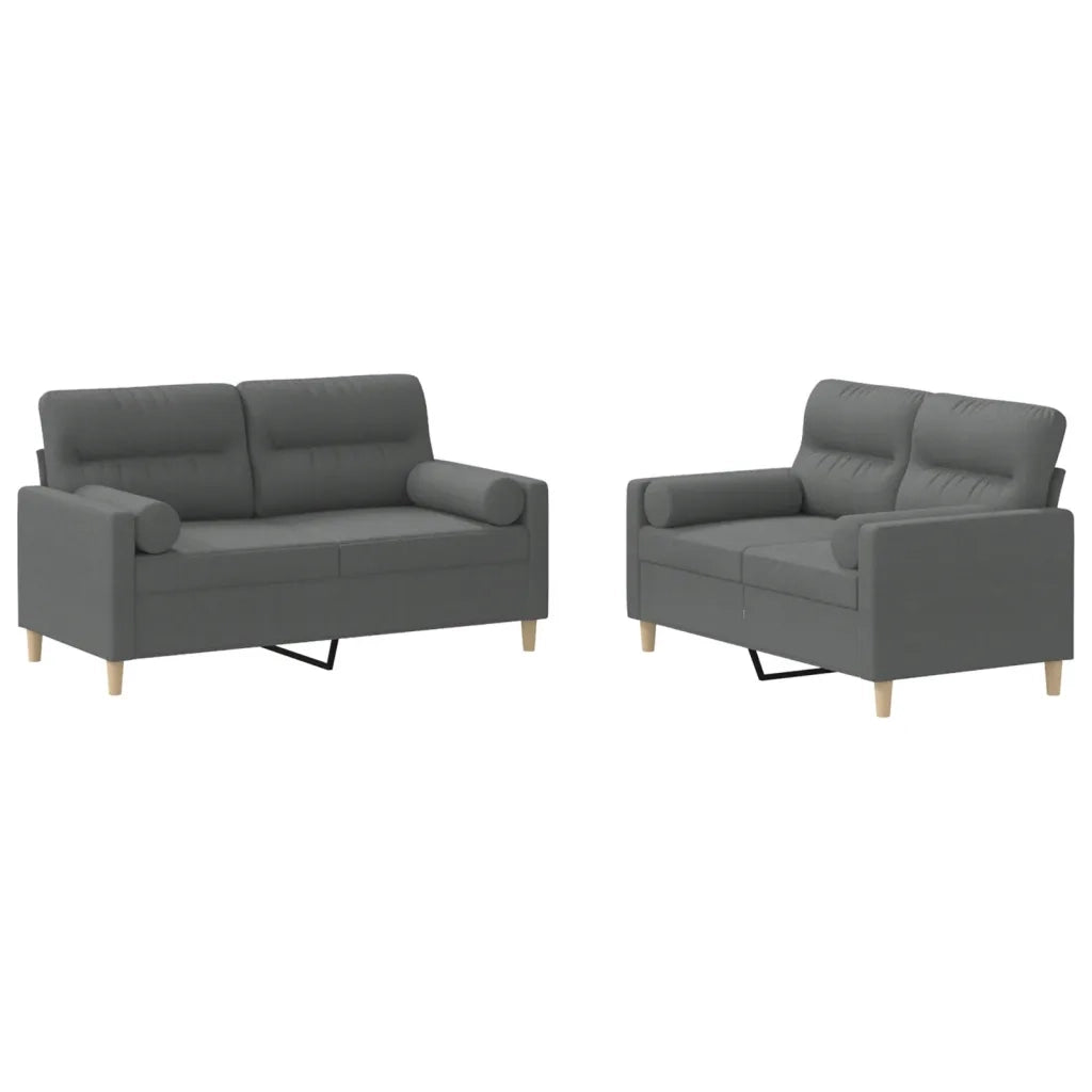 Set di Divani 2 pz con Cuscini Grigio Scuro in Tessutocod mxl 107191