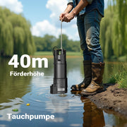 Pompa sommersa, 1200W 6000 l/h, profondità max 7 m, Elettropompa a immersione per pozzi e cisterne
