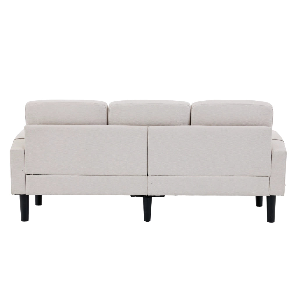 Divano angolare 3 posti modulare con chaise longue e tasche laterali in tessuto beige