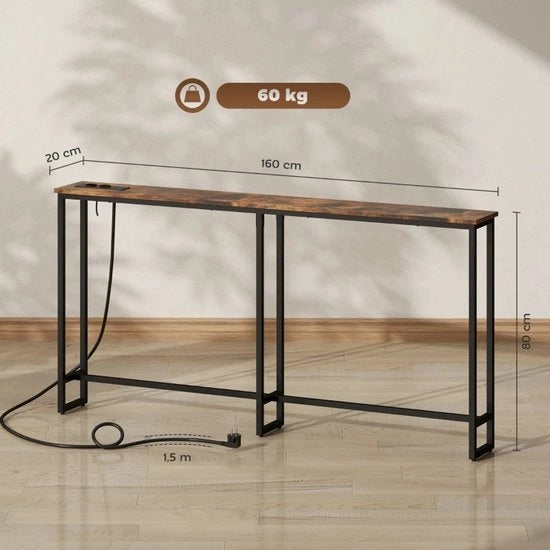 Scaffale accessori - Stile industriale - Sottile - Acciaio - 160 x 20 x 80 cm