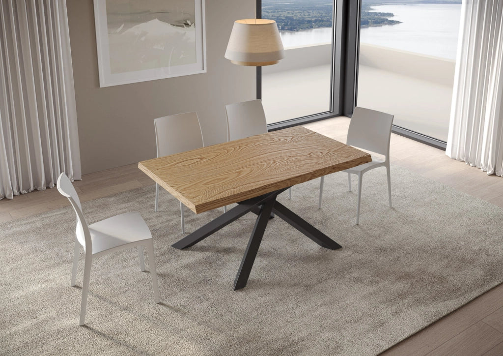 Tavolo Fisso 140x90 cm Versalux Rovere Scortecciato Gambe Antracite