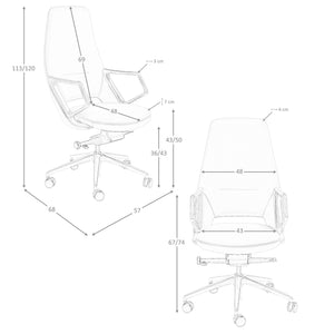 Sedia girevole da ufficio in similpelle grigia
