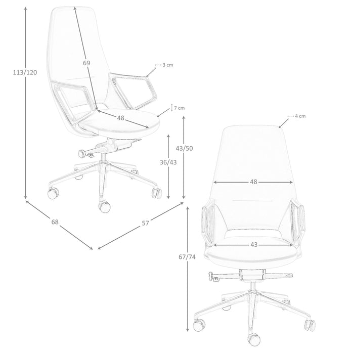 Sedia girevole da ufficio in similpelle grigia