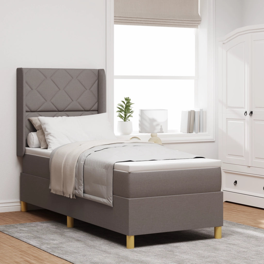 Letto a Molle con Materasso  Tortora 80x200 cm Tessuto