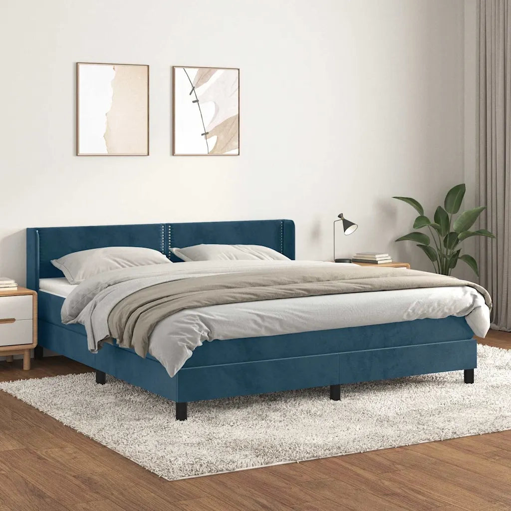 Giroletto a Molle con Materasso Blu Scuro 160x200 cm in Vellutocod mxl 122462