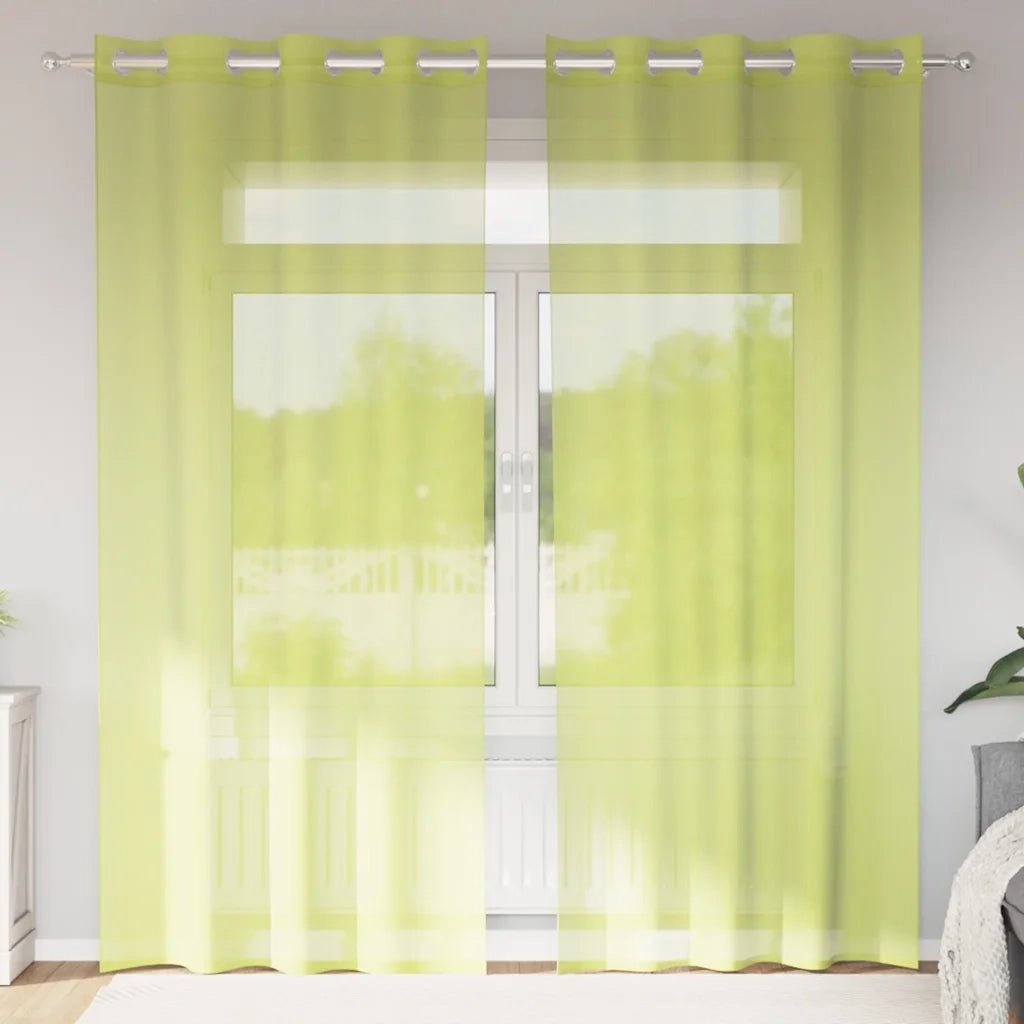 Tende in Voile con Occhielli 2 pz Verde Mela 140x225 cm 4102055