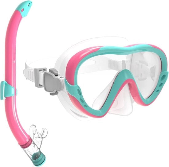 Set di snorkeling per bambini - Maschera anti-leak con occhiali da sub e snorkel secco - Adatto per ragazzi e ragazze