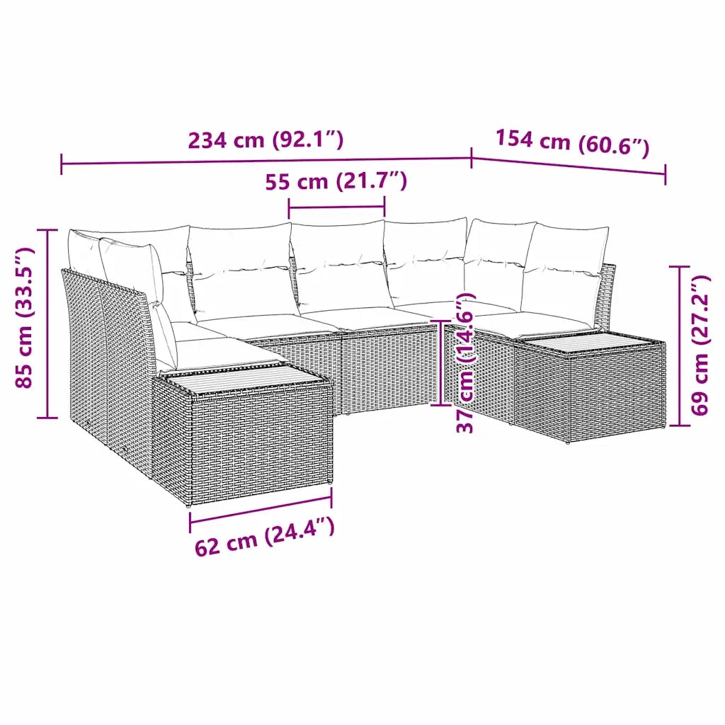 Set Divano da Giardino con cuscino 6 pcs Beige polyrattan 3348156