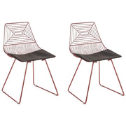 Set di 2 sedie in metallo oro rosa con cuscino in pelle stile moderno industriale