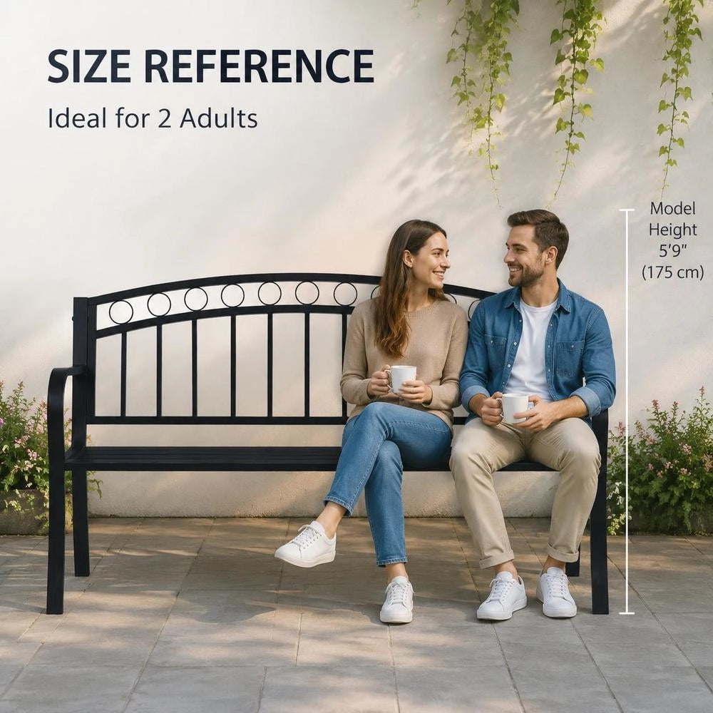 Garden Bench 125 Cm Black Steel