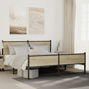 vidaXL Giroletto senza Materaso in Metallo Rovere Sonoma 183x213 cm