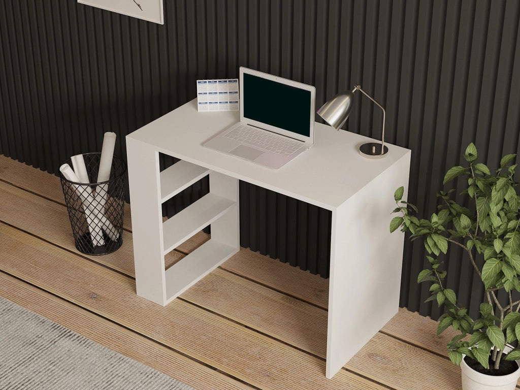 Torrile, Scrivania 3 Ripiani, 90x50x70h cm Beige