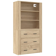 Buffet credenza cassettiera armadio mobile contenitore organizer cucina soggiorno salotto legno ingegnerizzato Sonoma alto marrone 02_0034214