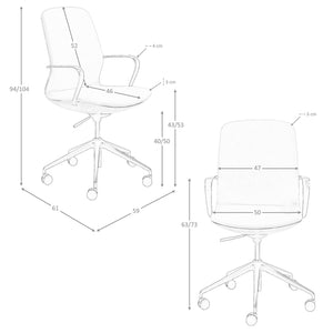 Sedia girevole da ufficio in similpelle marrone