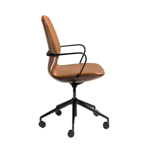 Sedia girevole da ufficio in similpelle marrone