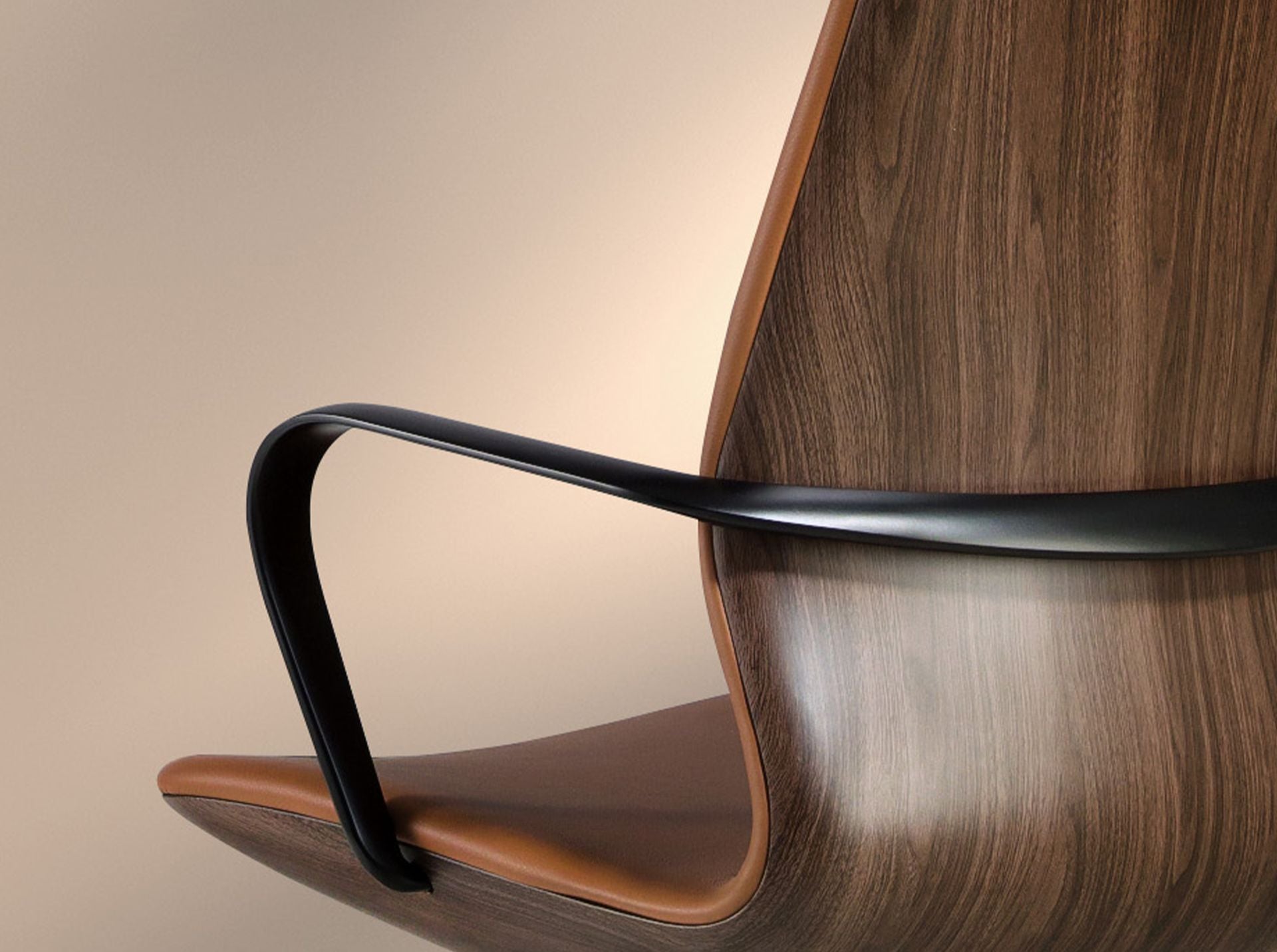 Sedia girevole da ufficio in similpelle marrone