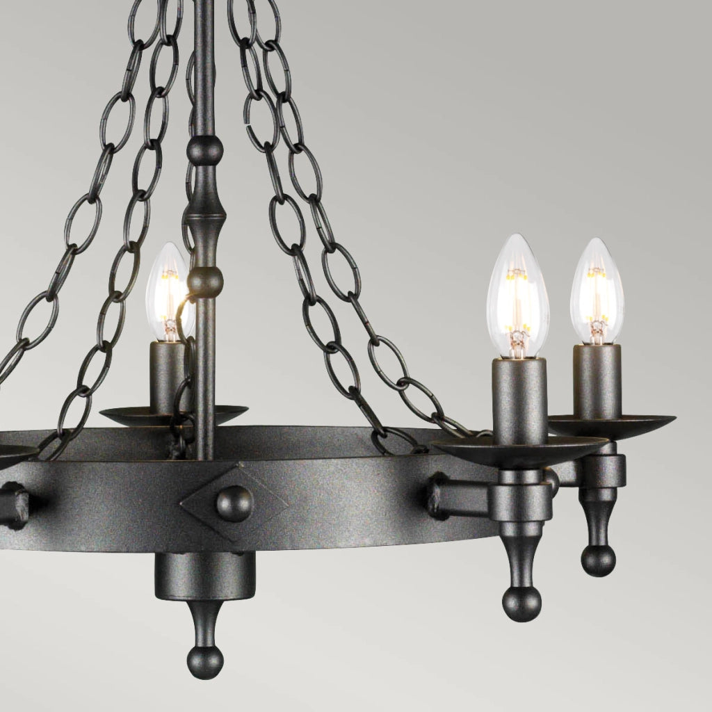 Lampadario Warwick in grafite nero 5xE14 60W Elstead