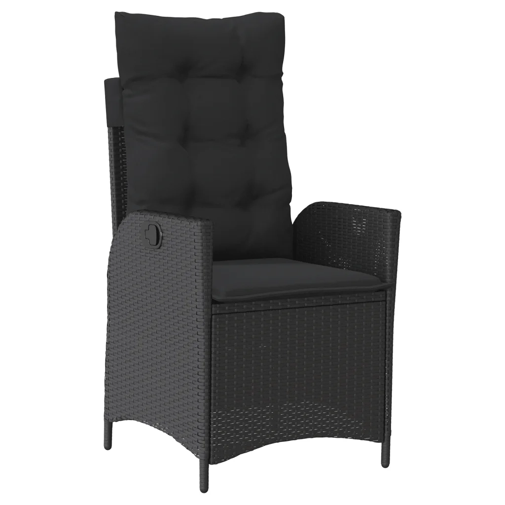 Set da Pranzo da Giardino 7 pz Nero con Cuscini in Polyrattan 3213180