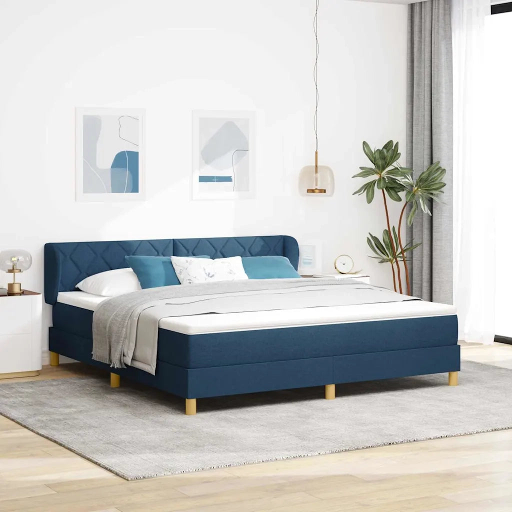 Letto a molle con testiera Blu 180 x 200 cm Tessuto 3340296