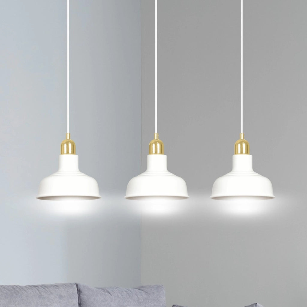 Lampada a sospensione IBOR in acciaio bianco e oro
