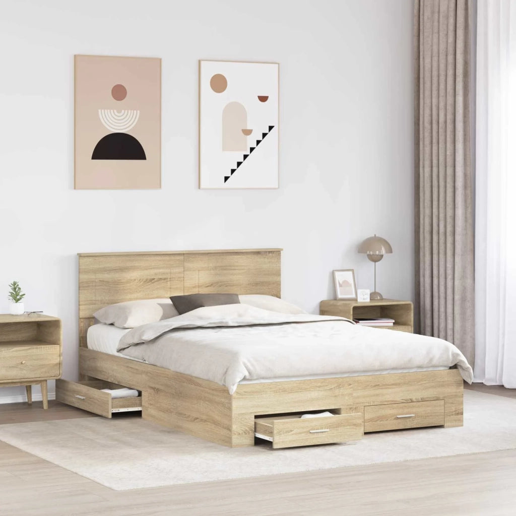 Struttura del letto con testiera Rovere Sonoma 150 x 200 cm