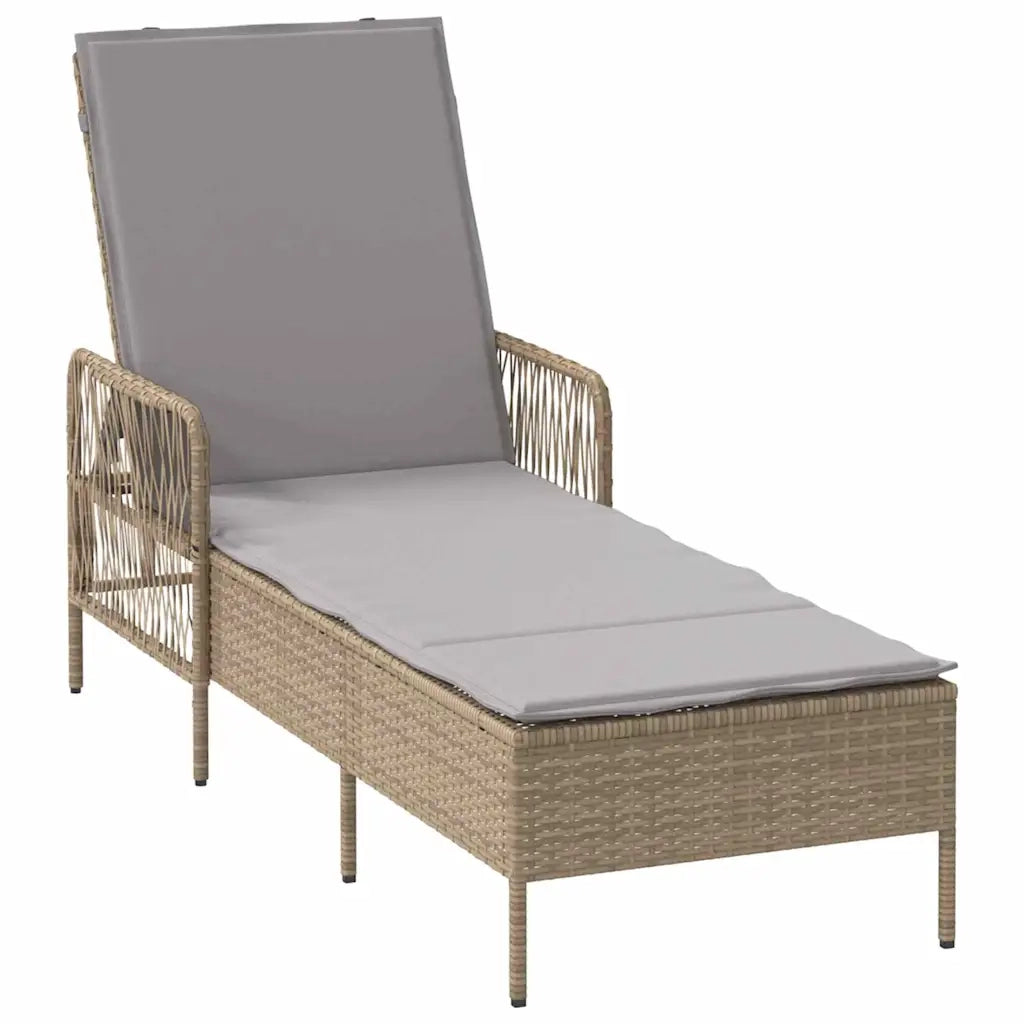 Lettino da sole Beige e Grigio Chiaro 200 x 55 x 92 cm 365428
