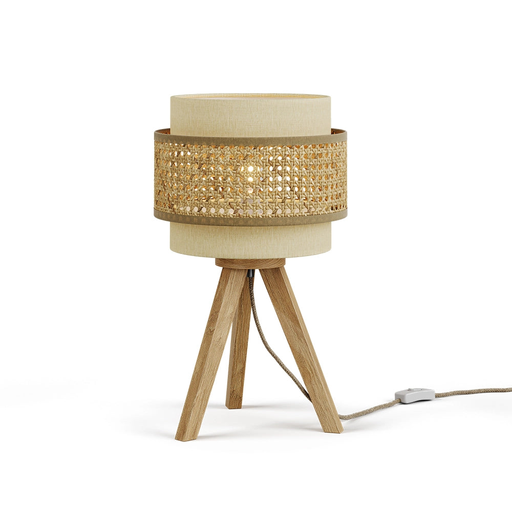 Vicco Lampada da tavolo Rattan/crema 26 x 45 cm con supporto