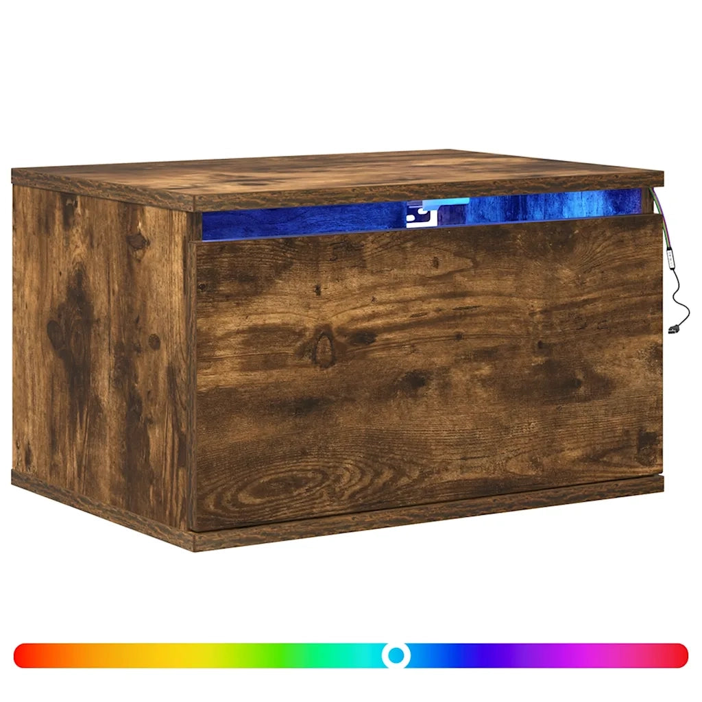 Comodino a Parete con luci LED Rovere Fumocod mxl 132939
