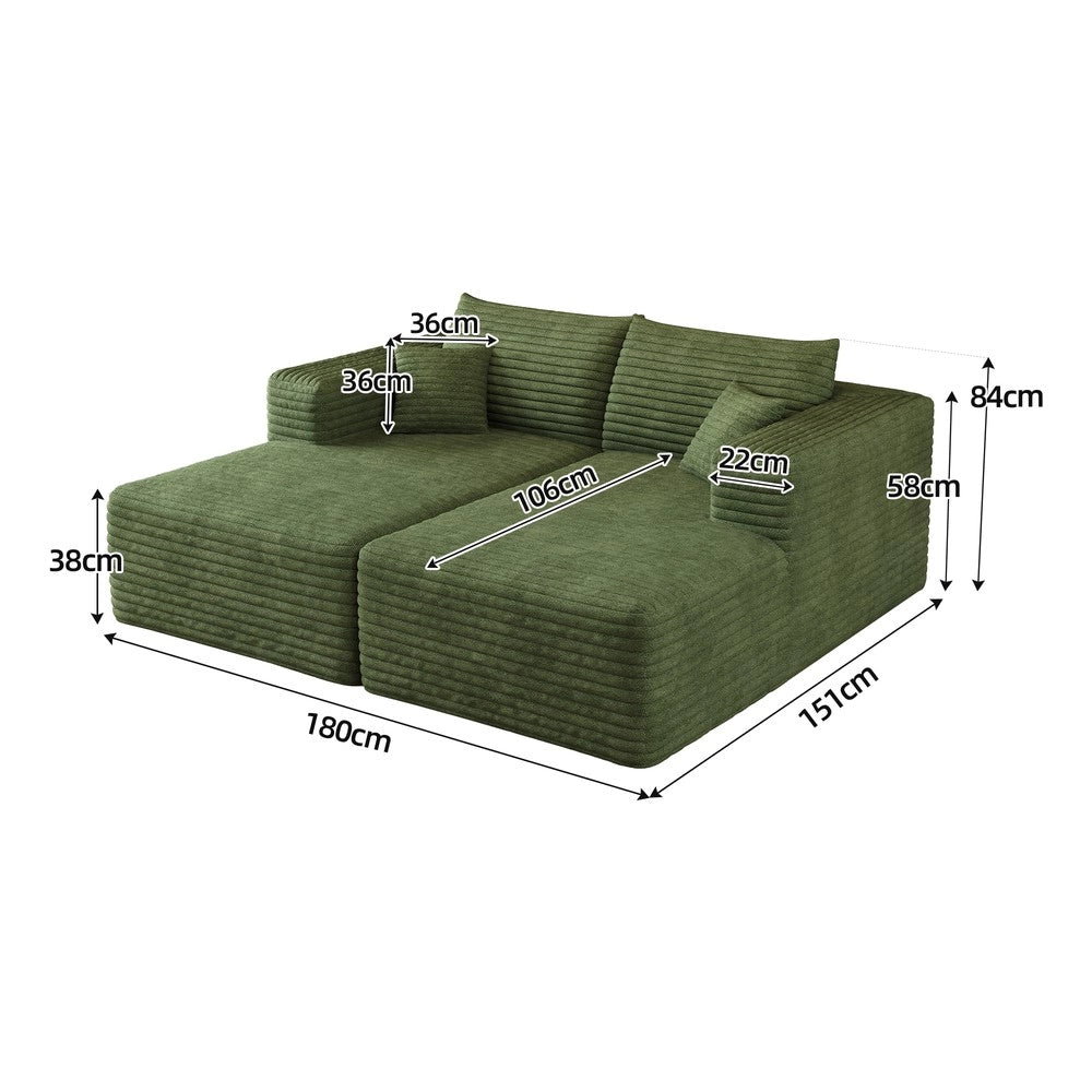 Divano letto in velluto a coste ¨C Minimal ¨C Verde 180x151 cm